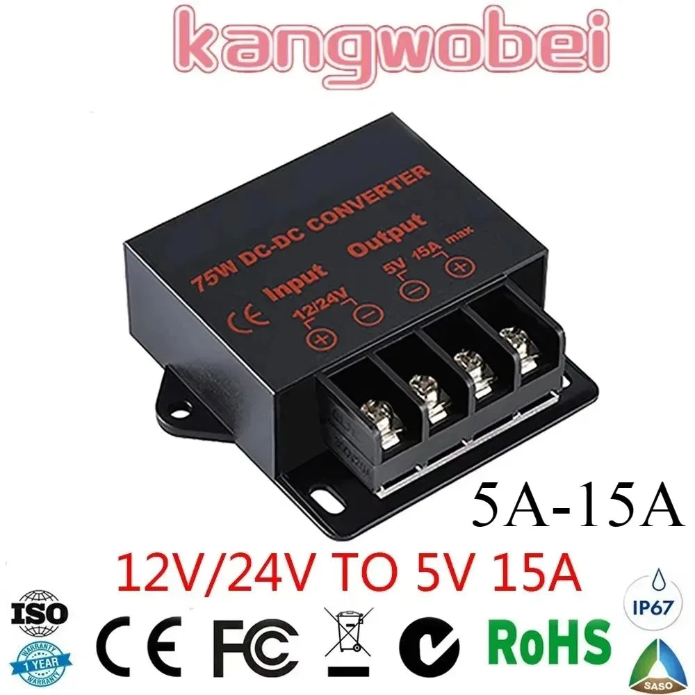 12V/24V to 5V 12V to 5V 24V to 5V 5A 10A 15A DC Converter Regulator Car Step Down Reducer CE Certified Step-down Module