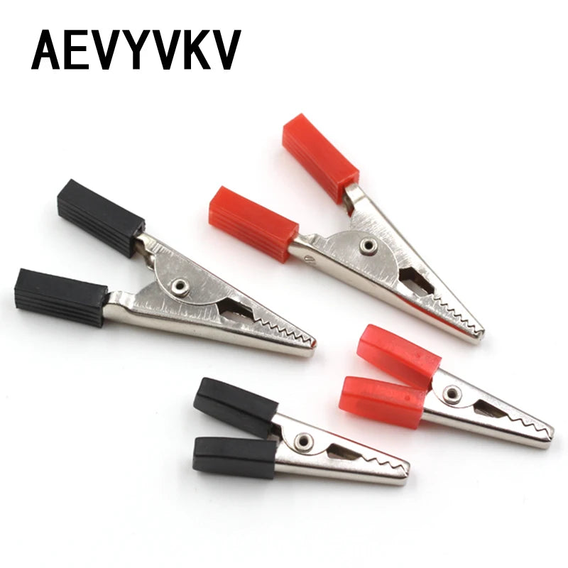 10PCS Alligator Clips Battery Clip Car Battery Test Lead Clips Electrical Insulated Crocodile Clips Plastic Handle Cable Tool