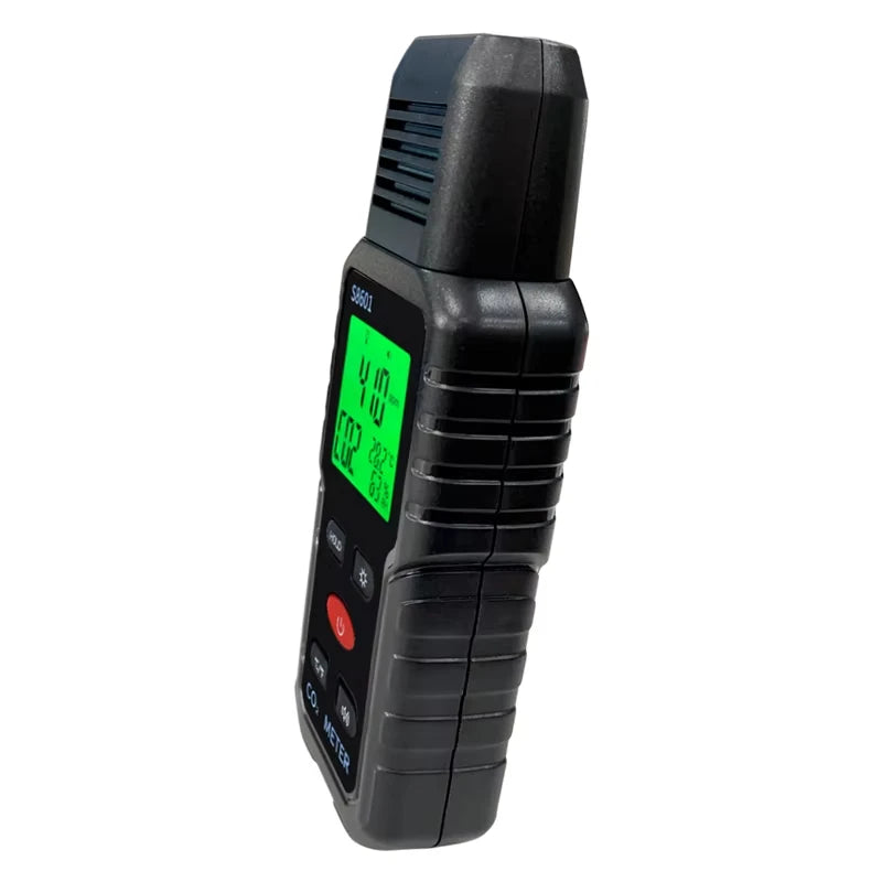 Indoor CO2 Meter Carbon Dioxide Sensor & Alarm NDIR Air Quality Monitor with Temp Humidity LCD Portable High Precision Detector