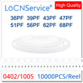 LoCNService SMD Capacitors 10000PCS 0402 1005 COG/NPO RoHS 50V 5% 36PF 39PF 43PF 47PF 51PF 56PF 62PF 68PF High quality