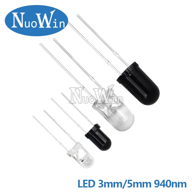10 pairs 3mm 5mm 940nm LEDs Infrared Emitter and IR Receiver Diode for arduino