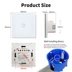 NYWP EU 86*86mm 1Gang 2Way Dual Touch Switch Tempered Glass Panel Stair Switch Bedroom Sensor Switches Cross No Need WI-FI