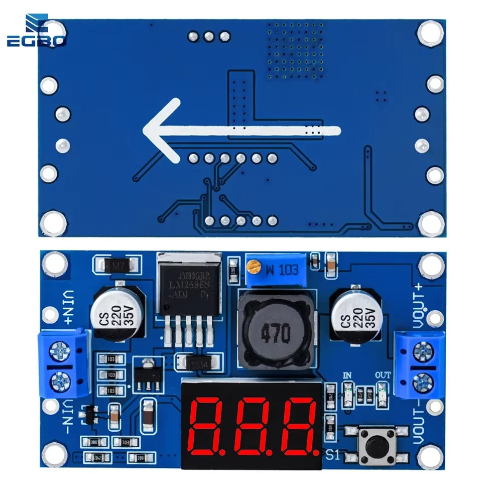 1PCS EGBO LM2596 LM2596S power module + LED Voltmeter DC-DC adjustable step-down power supply module with digital display