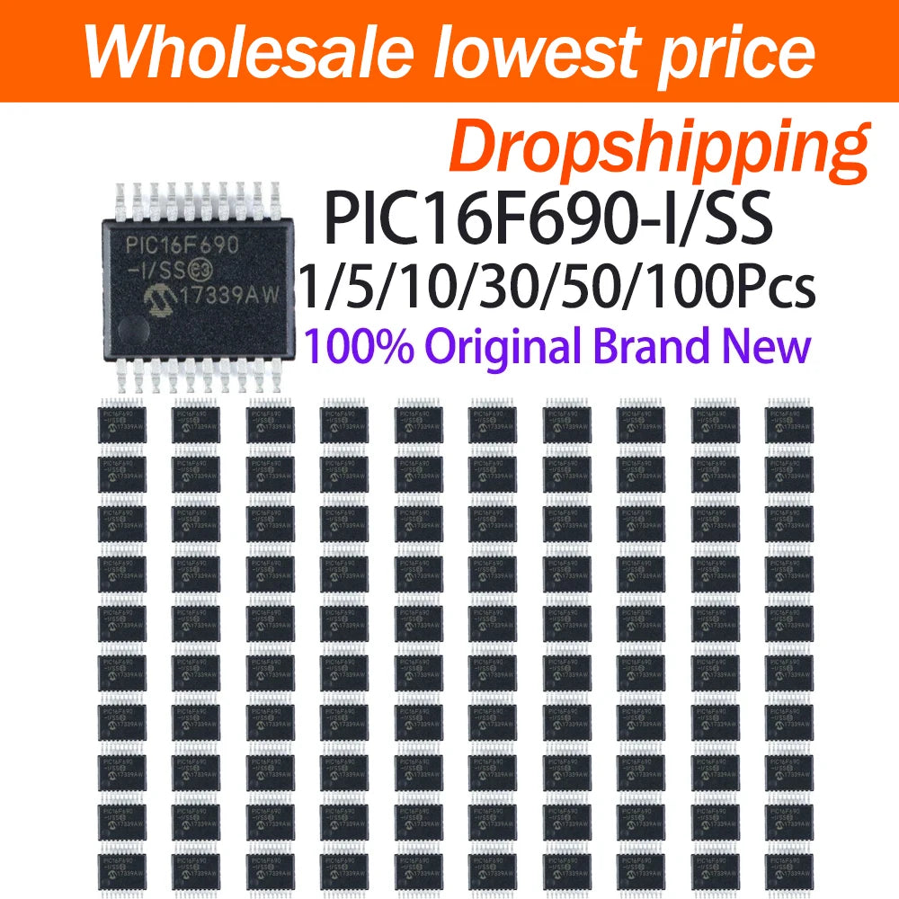 1~100Pcs PIC16F690-I/SS SSOP20 SMD 8Bit MCU 20MHz 4K Flash Microcontroller Chip For Electronic DIY And Industrial Control