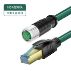 Waterproof M12 8Pin X Code to RJ45 Connector Cable 4Pin A/D-Type CAT6 Ethernet Wire Industrial Camera Shielded Twisted Pair Line