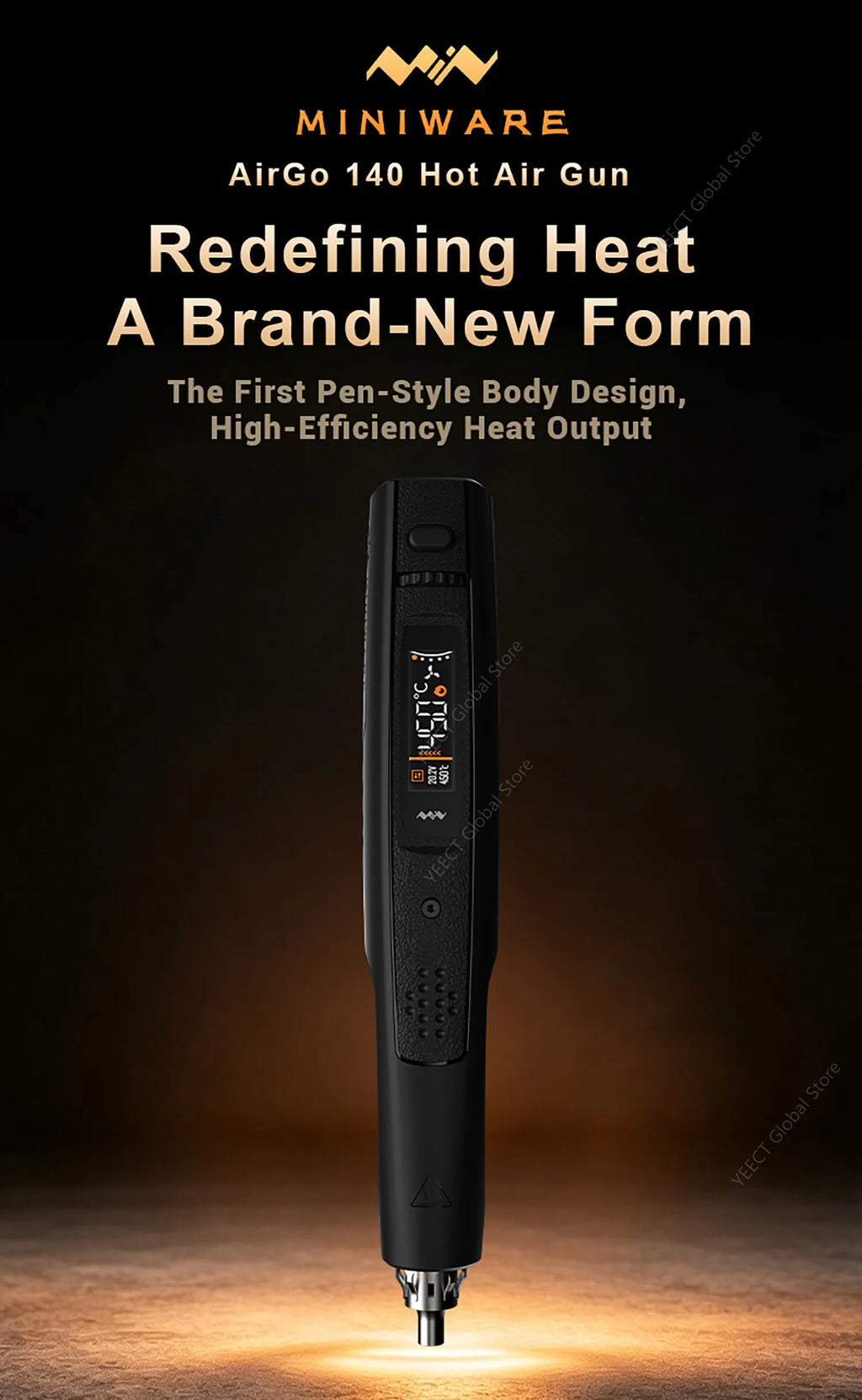 MINIWARE AirGo 140 Portable Hot Air Soldering Station 140W PD3.1 USB C BGA Desoldering Rework Tool Digital Temp Cable Box