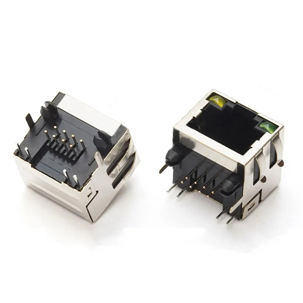 2PCS Metal RJ45 Shield Network Jack 8 Pin PCB SMT/horizontal/vertical Board Female Socket Connector 8P8C
