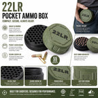 A compact storage case capable of holding 55 .22LR rounds—convenient for carrying to the shooting range.