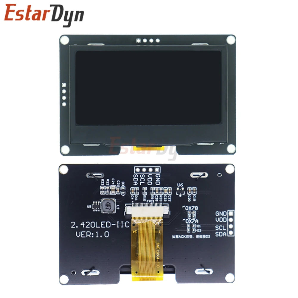 2.4" 2.42 Inch 128x64 OLED LCD Display Module SSD1309 12864 4 Pin IIC I2C Serial Interface for C51