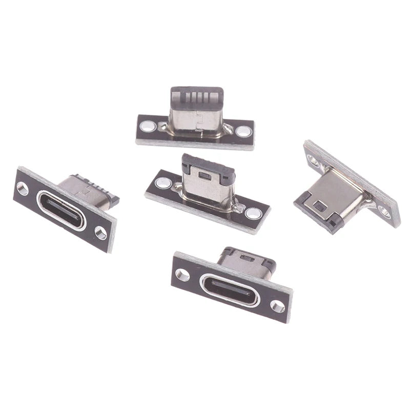 5Pcs New USB 3.1 Type C Socket With Screw Fixing Plate Type-C USB Jack 3.1 Type-C 2Pin 4Pin Female Connector Jack Charging Port