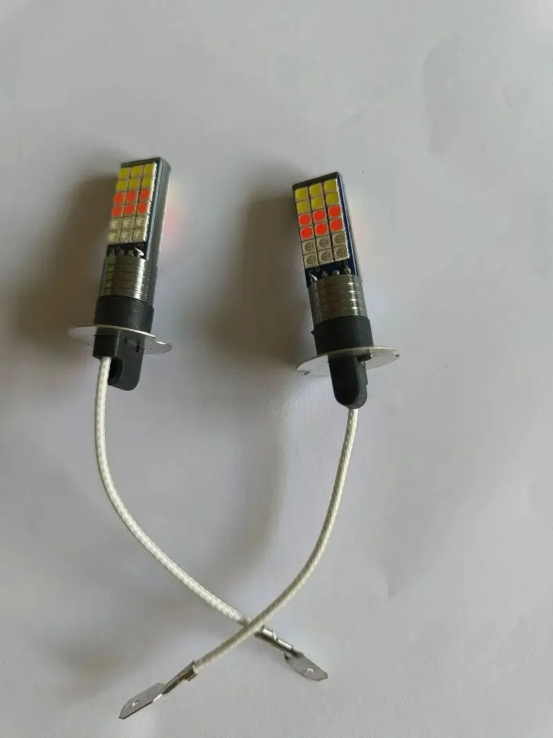 Car Led Fog Lamp with Flashing 3030 Three-Color Fog Lamp Bulb Red Green Pink Blue Super Bright H3 H8 H11 9006 9005 H7 Modified