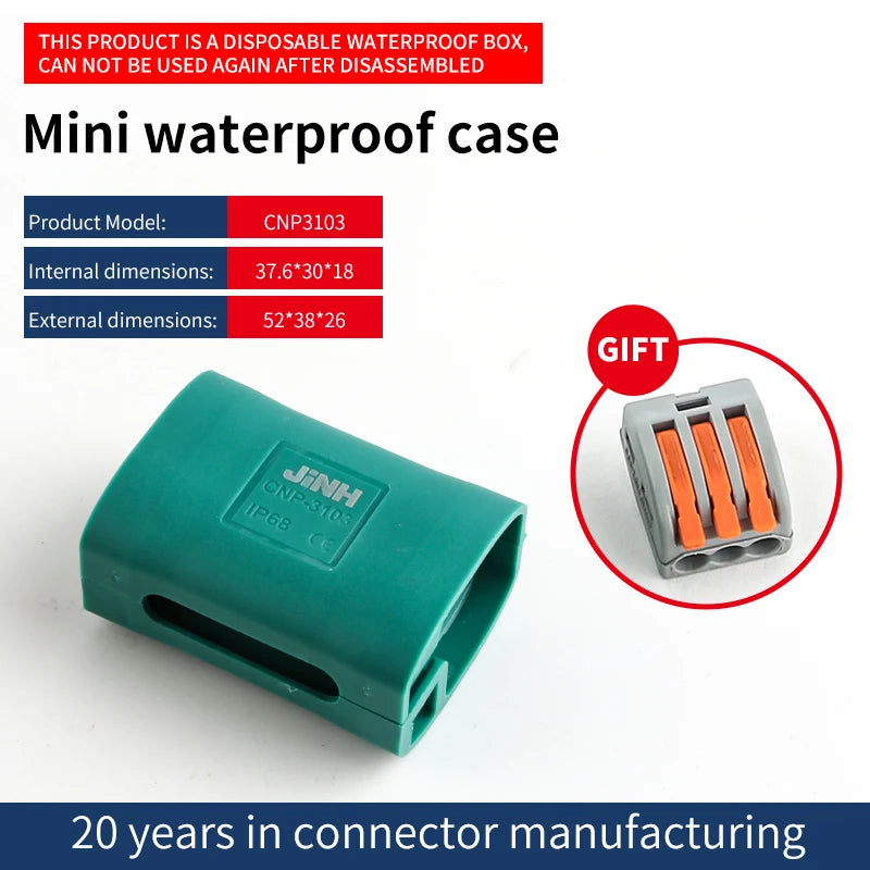 JINH IP68 Mini Gel Wire Connector Junction Box Waterproof 2 3 5 Ports Outdoor Easy Universal Wiring Rainproof Terminal Blocks