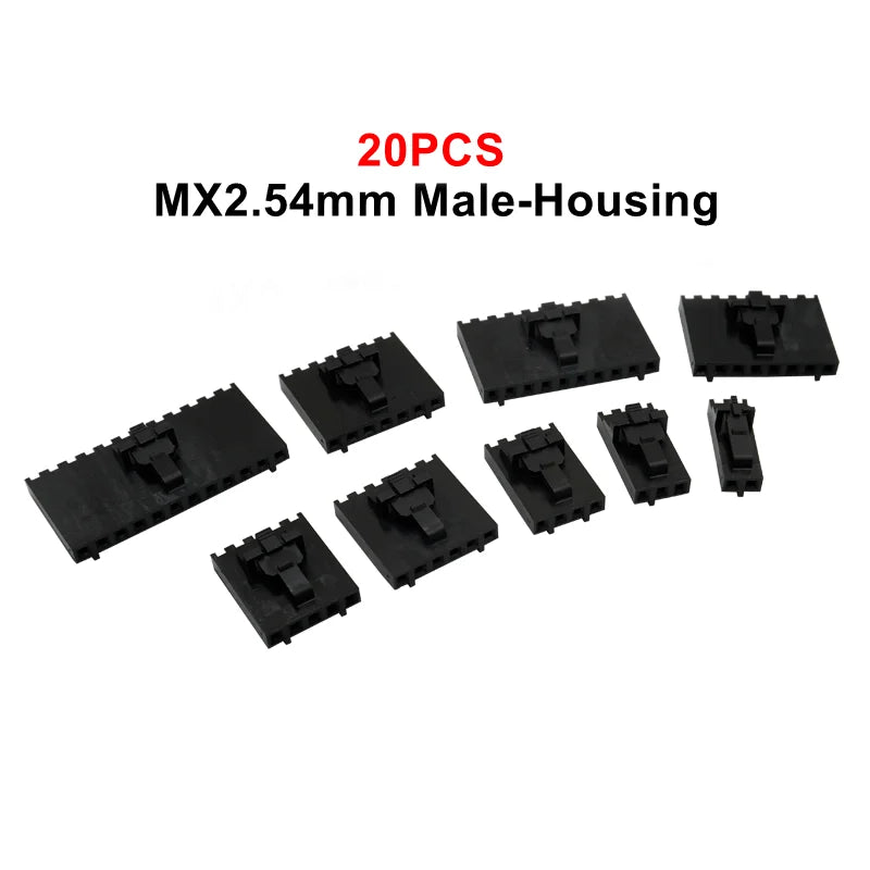 10Set(20PCS) MX2.54 Dupont Connector Housing With Lock Buckle 2.54mm Pitch Single Row 2P/3P/4P/5P/6P/7P/8P/10P/12P Docking Shell