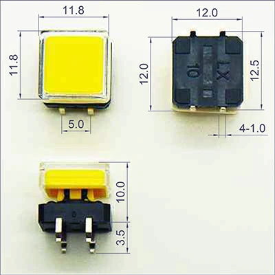 10Sets 12x12x10mm Tact Switch With Plastic Caps Momentary Tactile 4PIN SMT DIP Push Button Switch Micro Key Button