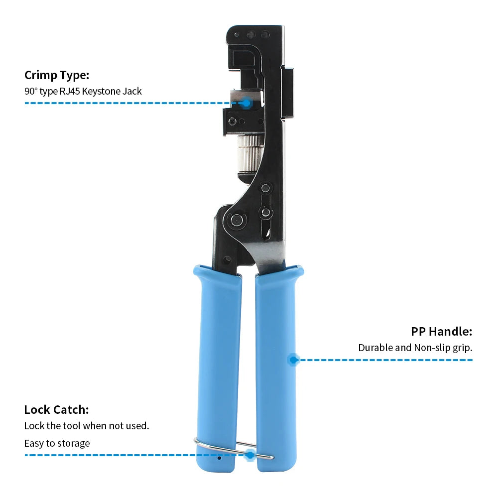 90 Degree RJ45 Keystone Jack Termination Crimper Tool, for Cat5 Cat5e Cat6 Wall Plate Network Keystone Module Installation