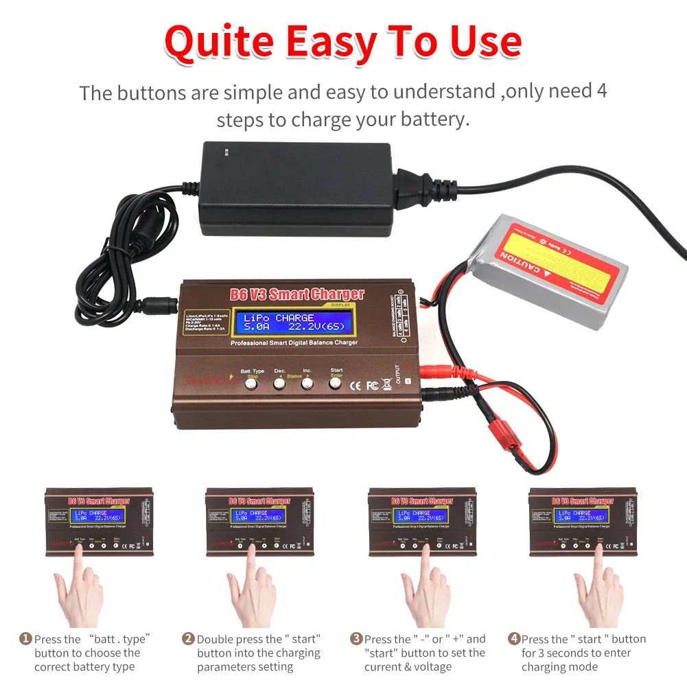 IMAX B6 V3 80W 6A Battery Charger LiHv Lipo NiMh Li-ion Ni-Cd Digital RC Charger Lipro Balance Charger Discharger 15V 6A Adapter