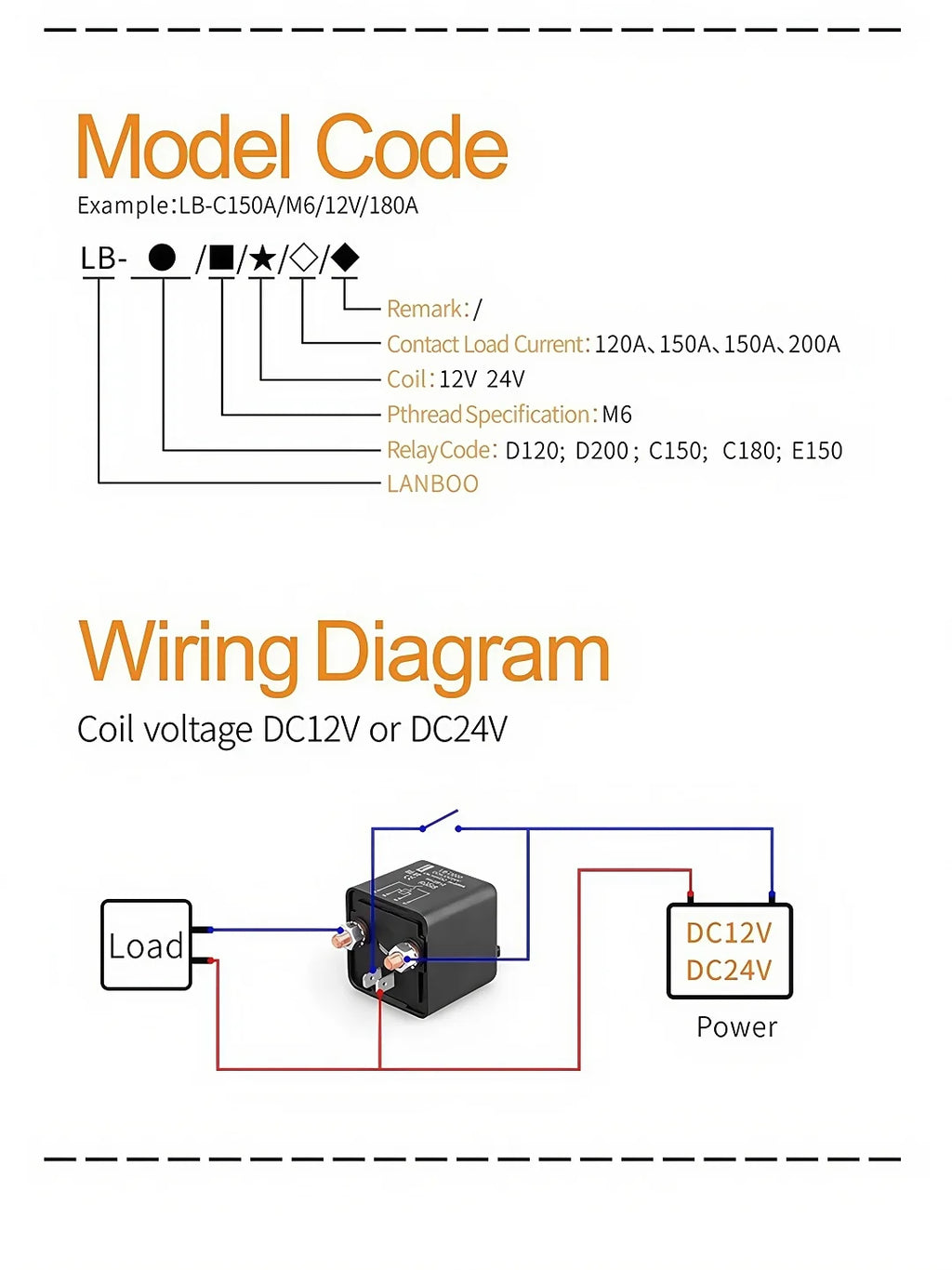 LANBOO New Product 12/24V 180A Automotive Starter, Relay, Heavy-duty High-power Automotive Relay