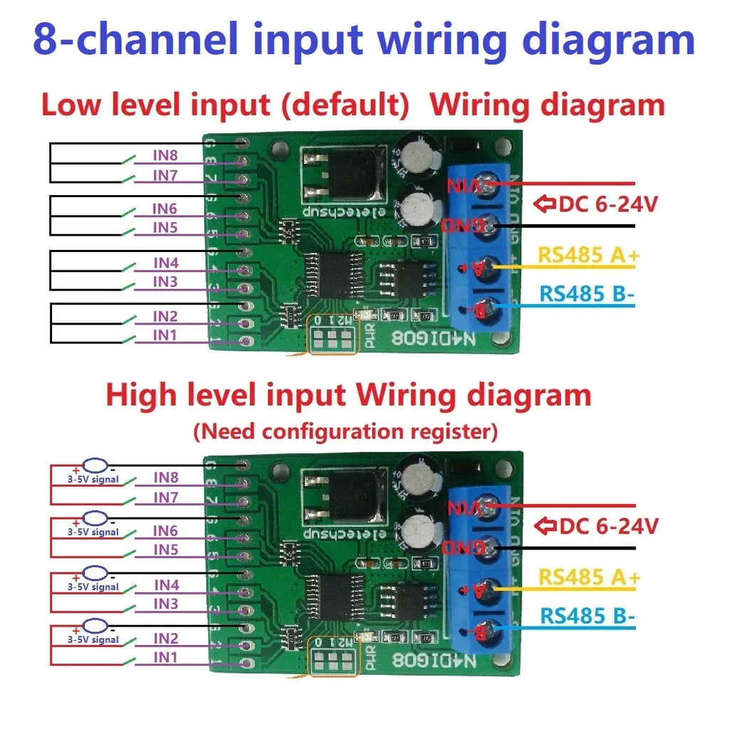 5PCS 3 in 1 8ch Input/Output Digital Switch TTL LvTTL CMOS RS485 IO Control Module Modbus Rtu Board For PLC Relay