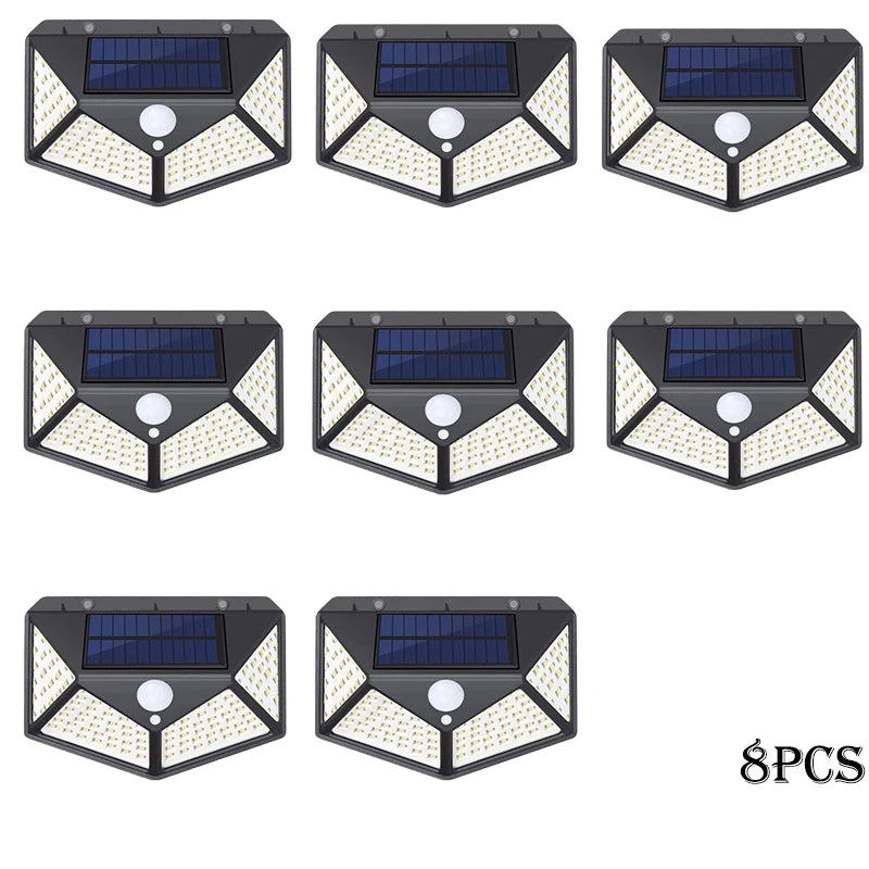 1-12 Pack Solar Lights Outdoor 100 LED Wall Lamp Motion Sensor Lights Waterproof Solar Street Light for Garden Porch Yard Garage