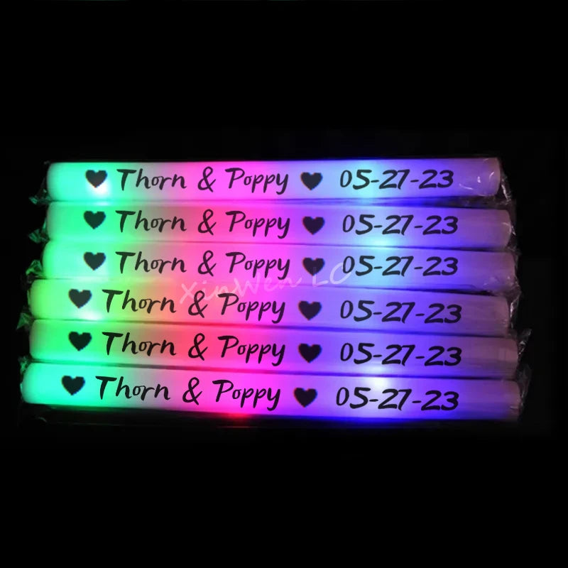 30Pcs RGB LED Glow Foam Stick Bulk Colorful LED Glow Sticks Cheer Tube Dark   Light Birthday Wedding Party Supplies