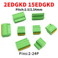 (5 pcs) KF 2EDGKD 2.5mm 2.54mm Spring Press Plug Terminal Block Screwless Plug Small Pitch Socket 2~24P JM 15EDGKD 2.54 / 2.5