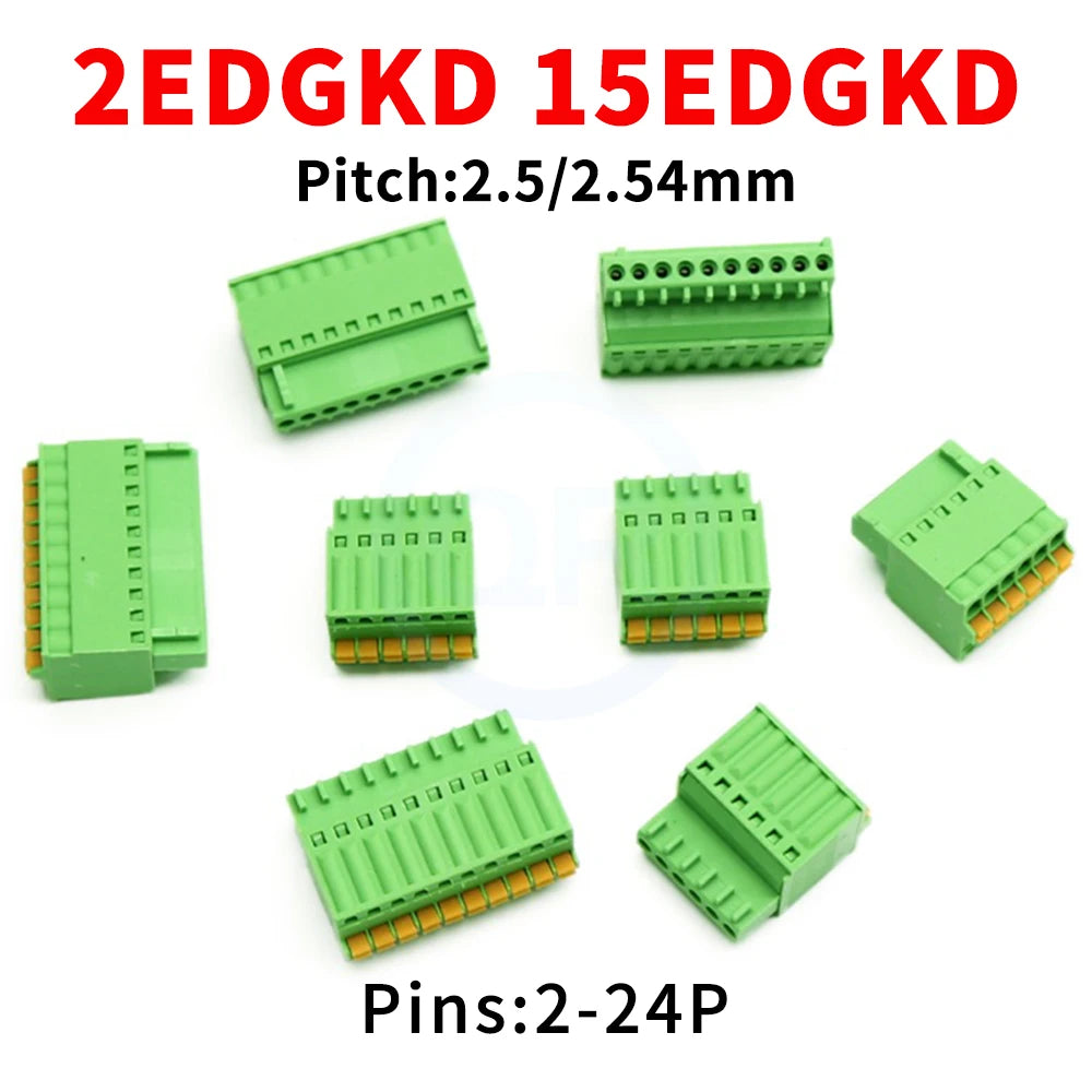 (5 pcs) KF 2EDGKD 2.5mm 2.54mm Spring Press Plug Terminal Block Screwless Plug Small Pitch Socket 2~24P JM 15EDGKD 2.54 / 2.5