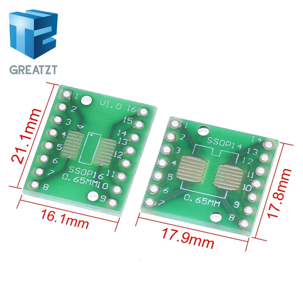 GREATZT 35pcs=7value*5pcs PCB Board Kit SMD Turn To DIP SOP MSOP SSOP TSSOP SOT23 8 10 14 16 20 24 28 SMT To DIP