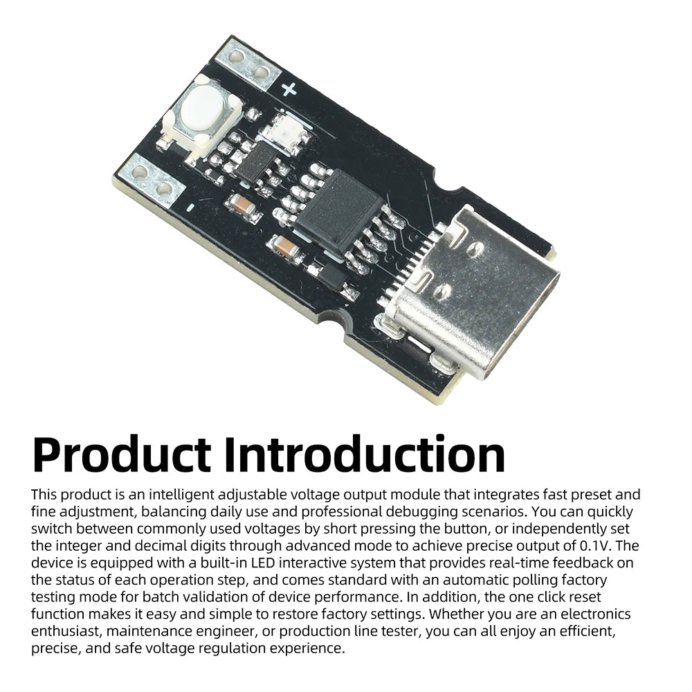 PD QC USB-C Voltage Trigger Module 5–20V Adjustable Voltage Module Supports Integer Decimal Setting Polling Test