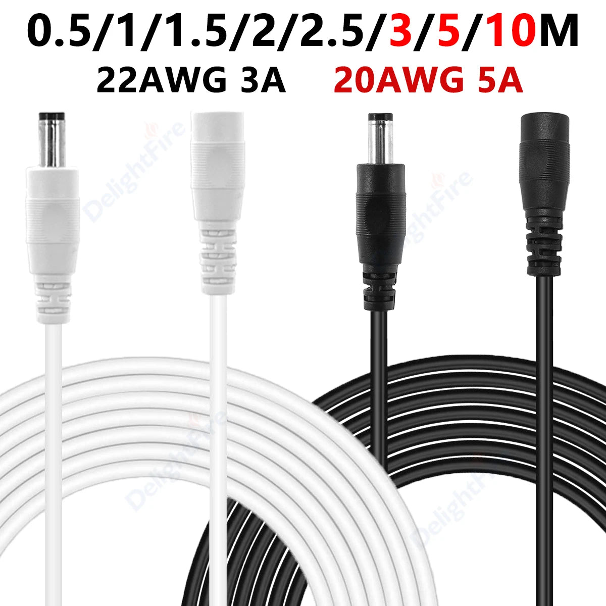 20/22AWG 12V DC Power Cable Male Female Plug 5.5 2.1mm Power Adapter Extension Cable For Camera CCTV Led Strip Light Connect