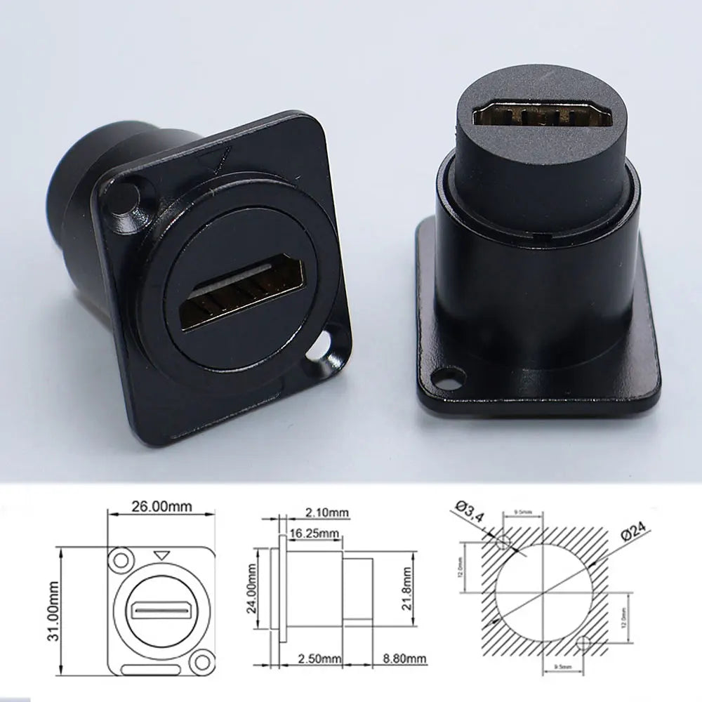 YanXI 1pc Round Socket Module D Type RJ45 Straight Through Network Type-C USB2.0 USB3.0 Connector Panel Mounting HDMI-Jack CAT6