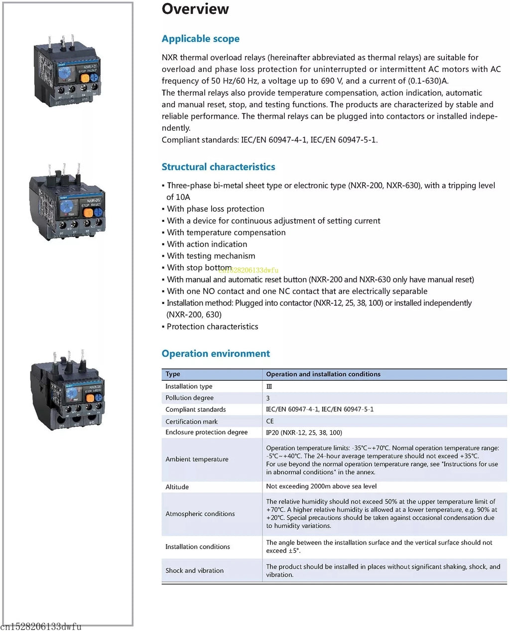 CHINT NXR-100 32A 40A 50A 65A 70A 80A 100A Thermal Overload Relay NXR For NXC series AC Contactor