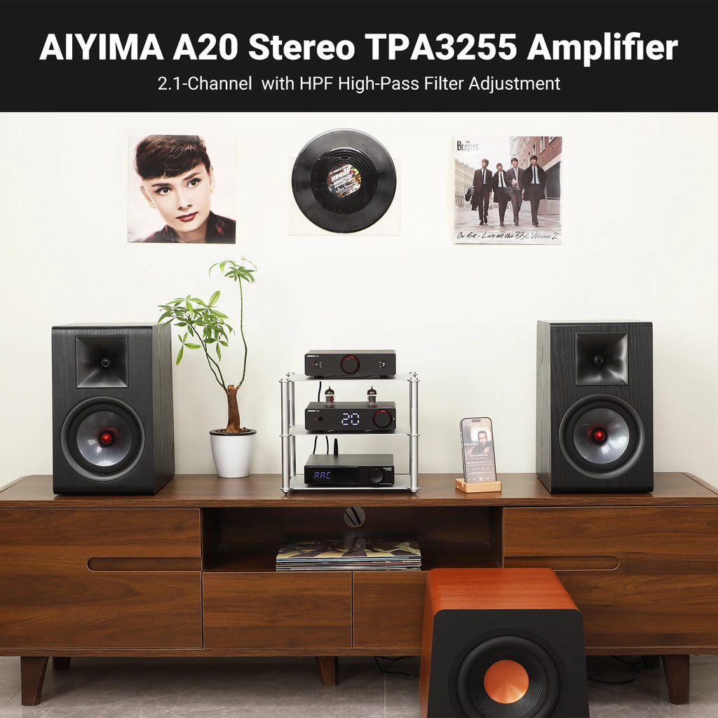 AIYIMA A20 PFFB Power Amplifier TPA3255 Hifi 300W X2 Stereo Power Amp With XLR/RCA Fully Balanced Input HPF High Pass Filter