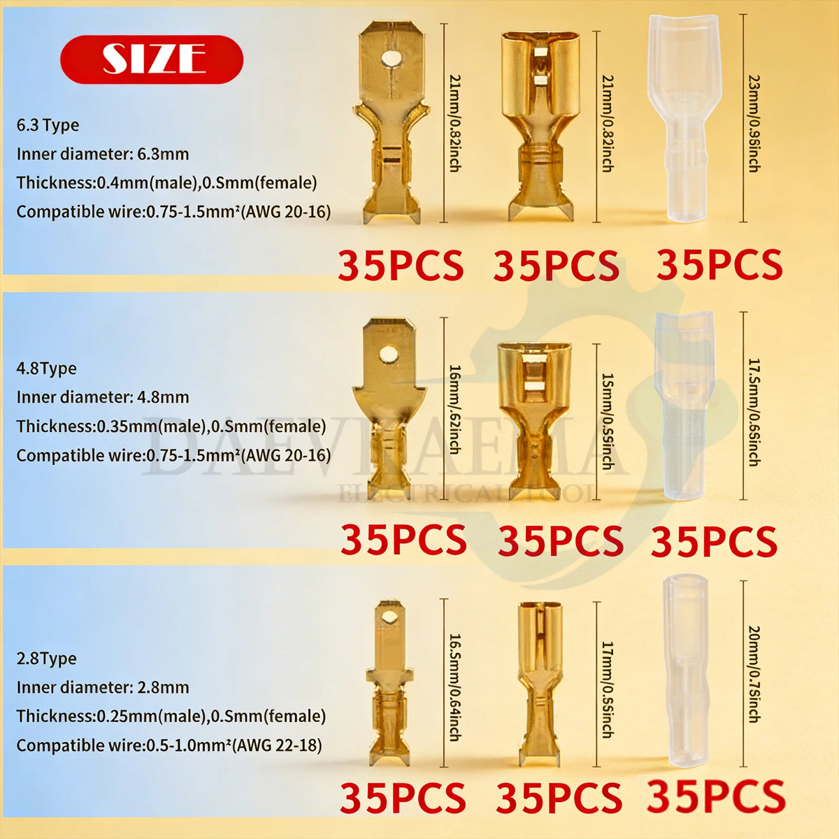 Box Insulated MaleFemale Wire Connector 2.8/4.8/6.3mm Electrical Crimp Terminal Termin Spade Connector Assorted Kit 900pc-135pcs