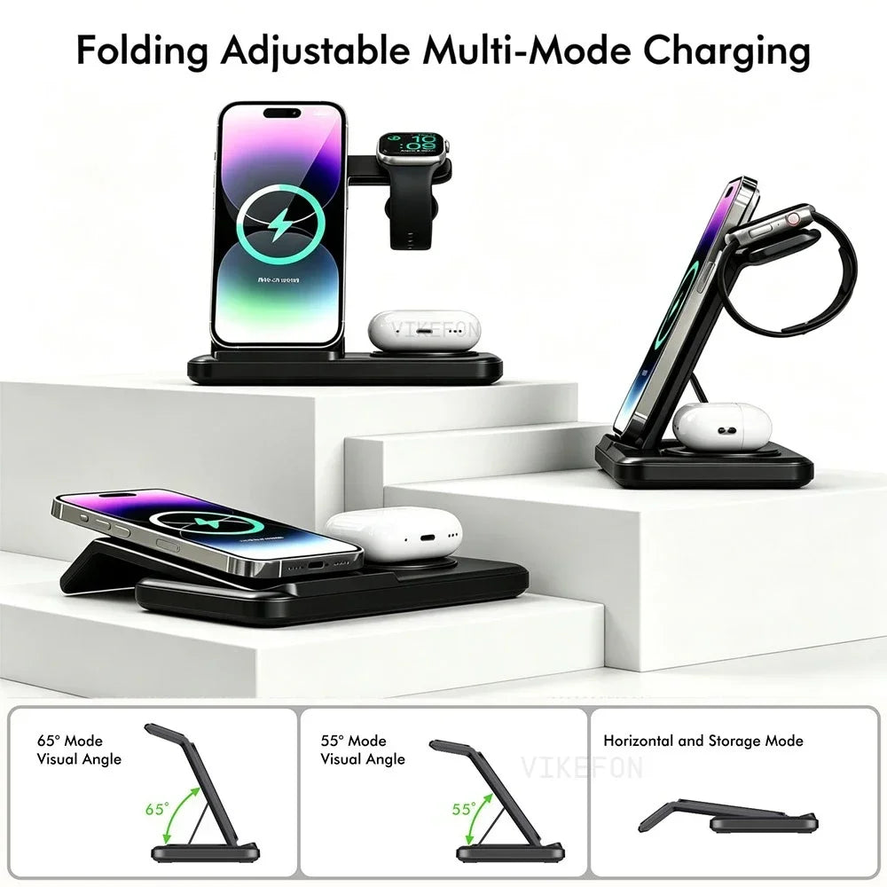 3 in 1 Wireless Charger Station For iPhone 17 16 15 14 13 12 Pro Max Apple Watch 11-2 Airpods 4 Pro3/2 Fold Fast Charging Stand