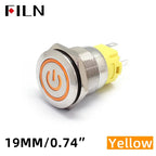 FILN 16mm 19mm 22mm Stainless Steel Waterproof LED Indicator Metal Push Button  Switch Power Symbol   Start Stop Power on Off