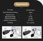 EW-LP16 Type-C USB 3.1 5A Female Socket Rear Nut Locking Jack Panel Mount Connector Waterproof Fast Charging Data Wire Cable
