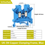 UK 2.5 Terminal Block UK2.5B Screw Connection Connect Strip 2.5B/3N/5N/6N/10N  2.5mm² Cable Electrical Din Rail Wire Connector