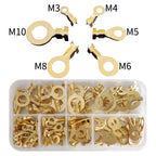 150Pcs M3/M4/M5/M6/M8/M10 Ring-Terminal Wire Quick Connector Terminal Brass Crimp Terminal Assorted Kit