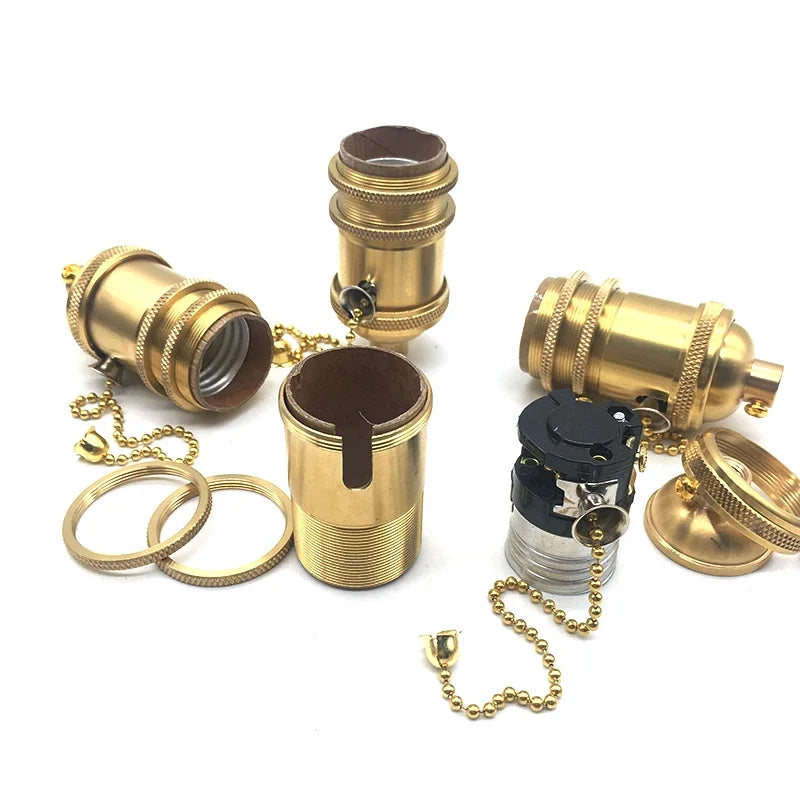 E27/E26 Lamp Base DIY Lampholder With Switch Edison Vintage Lighting Screw Socket Antique Brass Lamp Holder Fixture