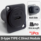 D-type RJ45 Network Module Panel Connector 8P8C Metal Housing Copper Pins Female Socket CAT6 CAT6A Shielded Crimping Module