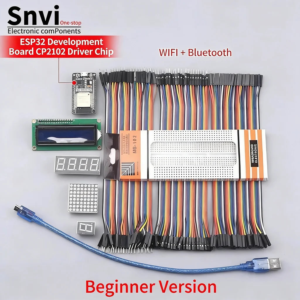 Snvi ESP32 Development Board Starter Kit ESP-32S WiFi Bluetooth IoT Learning Kit DIY Projects Basic Starter Kit for Arduino