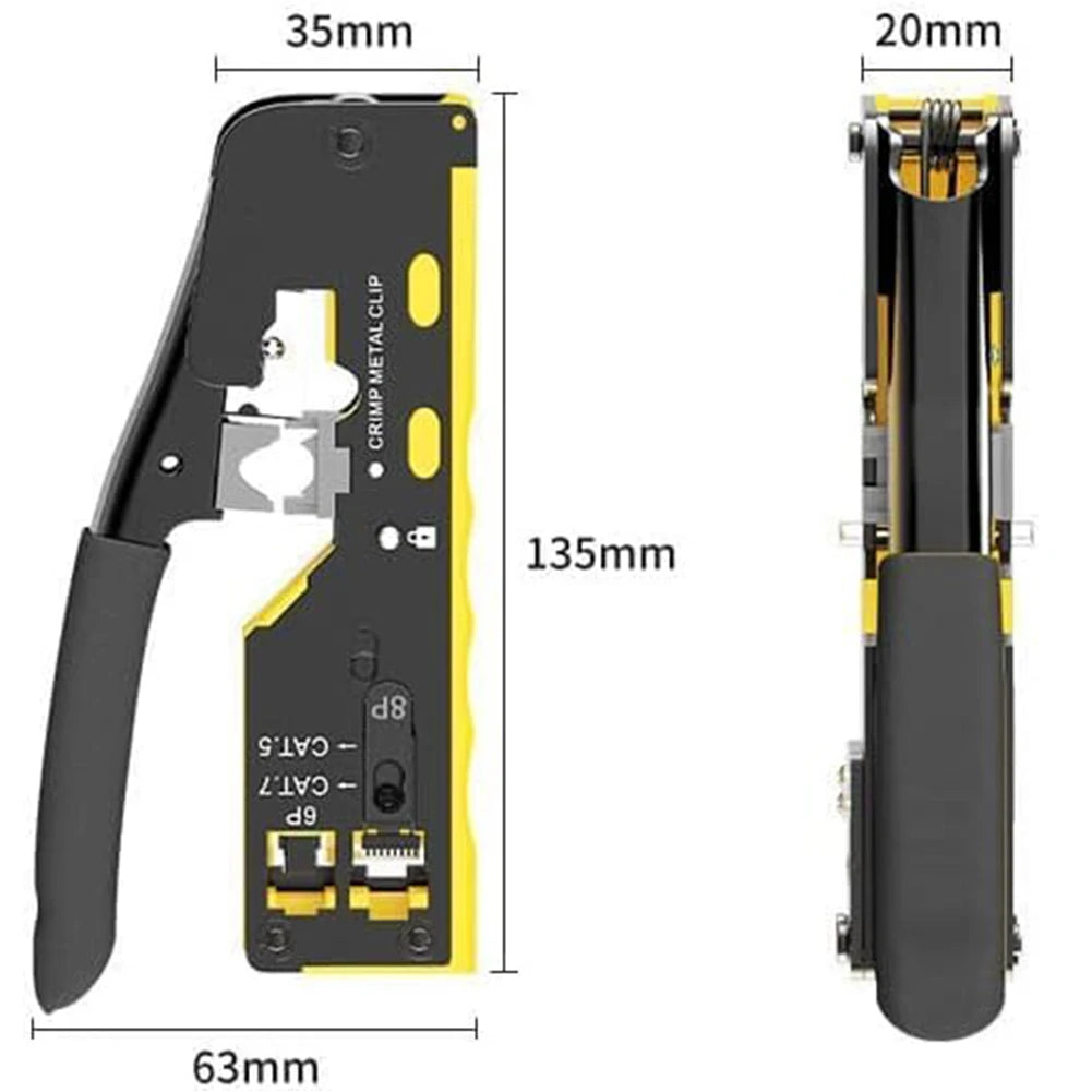 RJ45 Pass Through Crimp Tool, RJ45 Cat5 Cat6 Cat7 Crimping Tool, RJ11 Crimping Tool, Ethernet Network Cable Crimper Stripper
