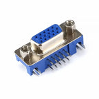 5/10PCS DB15 DR15 3Rows Blue Parallel Port 15 Pin D Sub Female 15pin PCB 90 Degree Connector DB15 Socket 3.08mm VGA Adapter