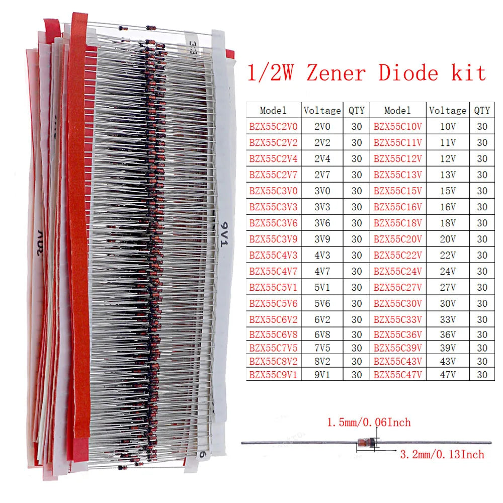 DIP SMD Zener Diode Fast Switching Schottky TVS Diode Assorted Kit 1N4007 1N5408 FR207 1N5819 1N5822 1N4148 10A10 M7 SS14 2V-47V