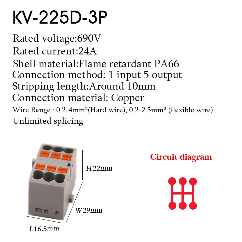 Wire Electrical Cable Connectors PTFIX 2.5mm² Terminal Block Plug-in Splitter Spliceable DIN-Rail Junction Box Connection Tools