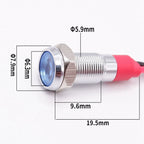 5pcs 6mm Metal Indicator Light LED Warning Signal Lamp Pilot With Wire 3V 5V 6V 12V 24V 220V Red Orange Blue Green White