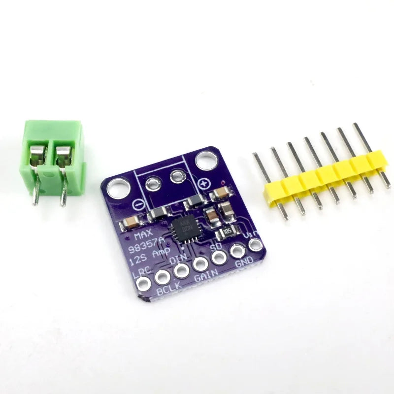 1-10pcs MAX98357A I2S Audio Amp Module (Purple Board) Large Chip No Soldered Pin Header for ESP32 Raspberry Pi