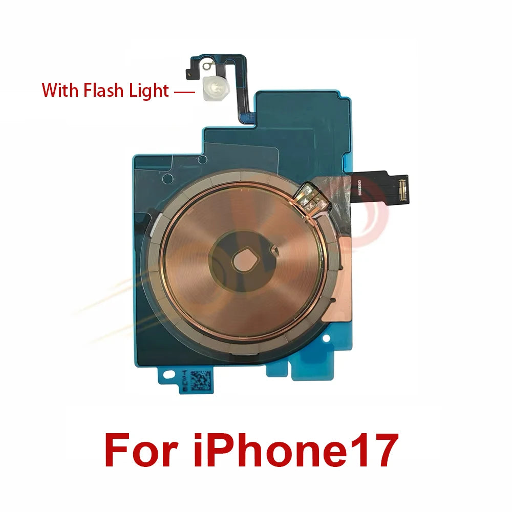 Wireless Charging Coil Sticker With Flash Light Flex Cable For iPhone 17 Air Pro Max Promax Wireless Charger Replacement (1PC)