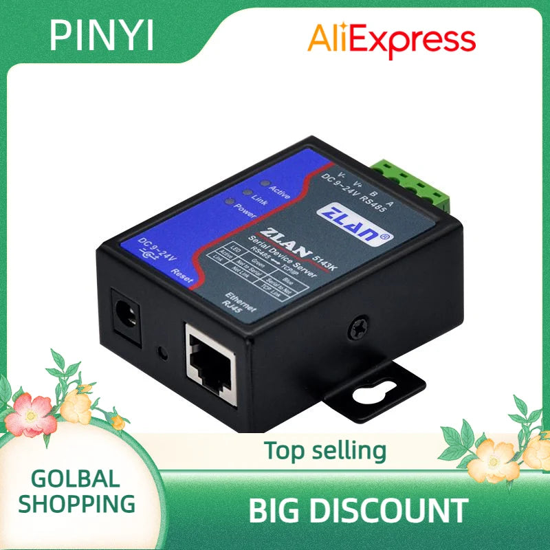 Serial Port Server RS485 to Ethernet Port TCP/IP to Serial Port Module Modbus Gateway MQTT Communication JSON ZLAN5143K