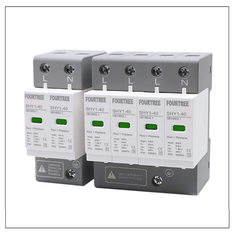 AC SPD Surge Protection 2P  4P 10〜20KA  20〜40KA 30KA〜60KA House Lightning Protector  Low-Voltage Arrester Device Laser Printing